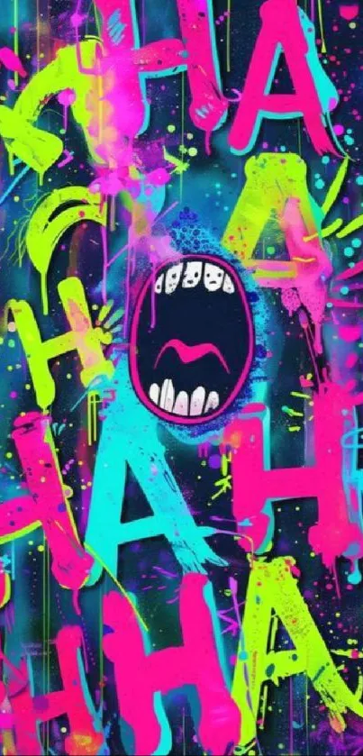 Colorful graffiti art with bold text and vibrant splashes.