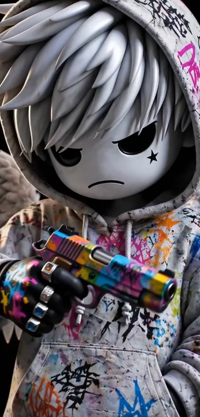 Graffiti-inspired character in artistic style