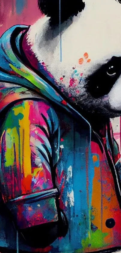 Colorful artistic panda in vibrant street art style