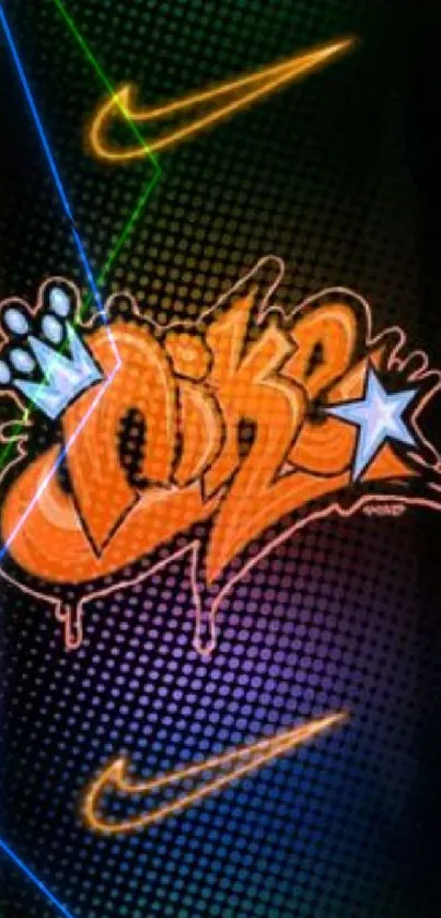 Vibrant graffiti design with bold orange text on a phone wallpaper.