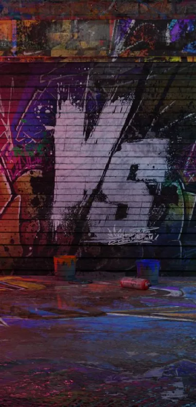 Graffiti street art wallpaper with VS design and vibrant colors