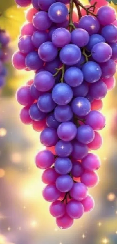 Vibrant purple grape cluster in digital art.