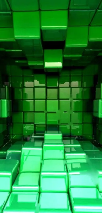 Vibrant green 3D cubes with glossy finish.