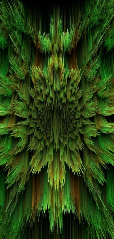 Vibrant green abstract 3D mobile wallpaper with dynamic, nature-inspired patterns.