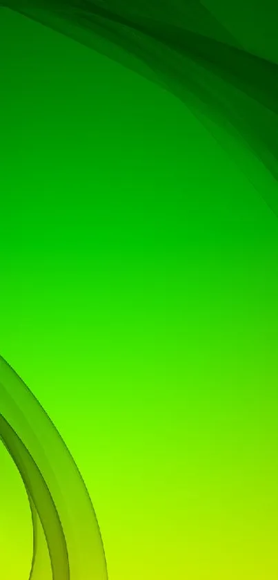 Vibrant green abstract wallpaper with smooth, flowing lines and gradient design.