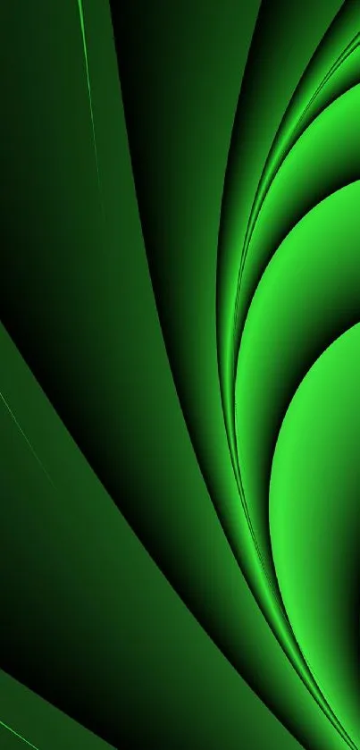 Dynamic green abstract wallpaper for mobile screen.