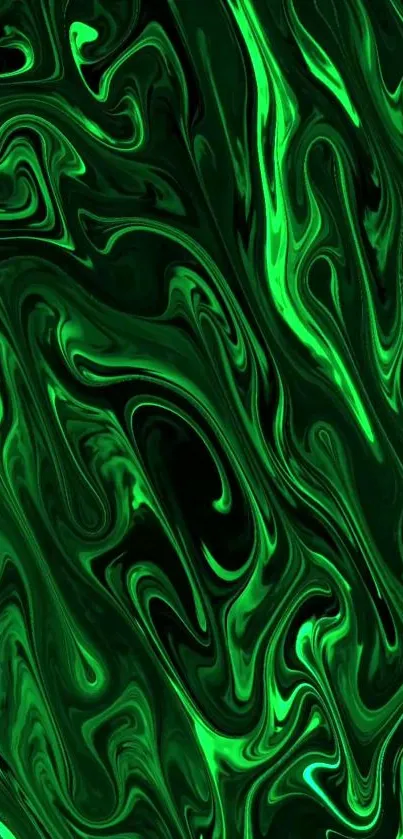 Vibrant green abstract wallpaper with swirling patterns.