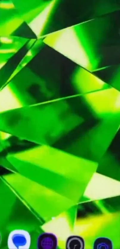 Vibrant green abstract geometric wallpaper for mobile.