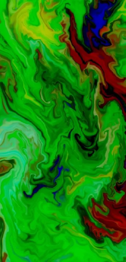 Vibrant green abstract swirl wallpaper pattern.