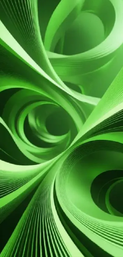 Abstract green wave pattern wallpaper for mobile device.