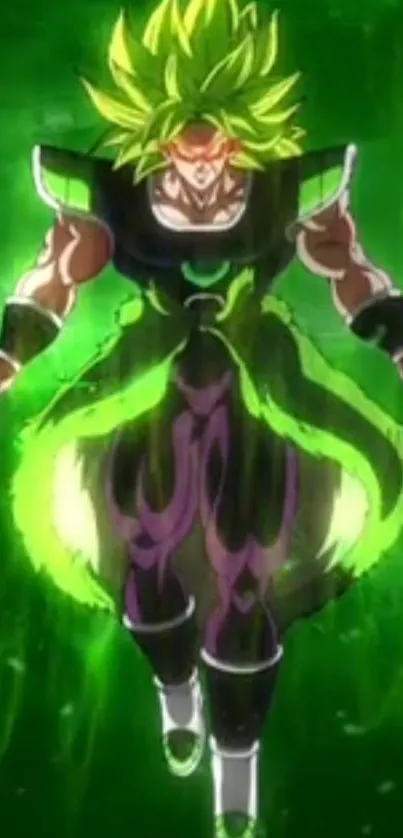 Vibrant anime character with green glowing aura