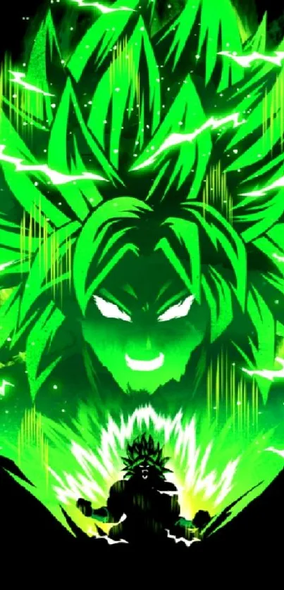 Green anime character intense design wallpaper.