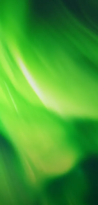 Vibrant green aurora wallpaper with dynamic flowing motion and radiant energy.