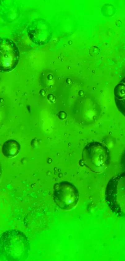 Vibrant green wallpaper with abstract bubbles.