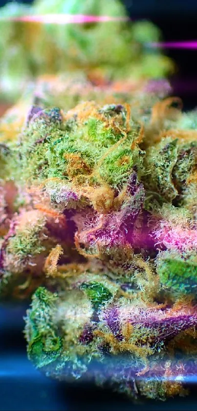 Vibrant cannabis-inspired wallpaper in dark green hues.