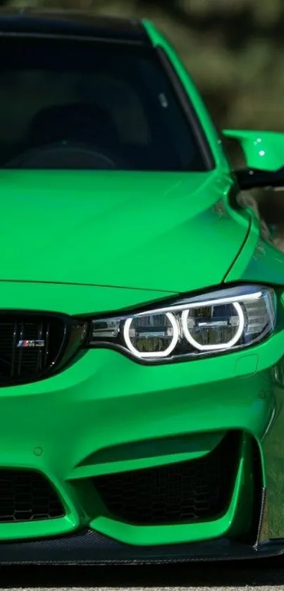 Sleek green sports car wallpaper for mobile.