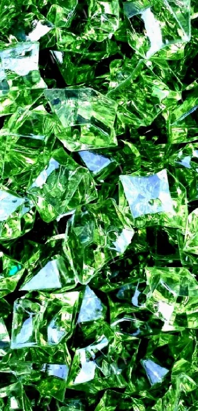 Bright green crystal texture for mobile wallpaper.