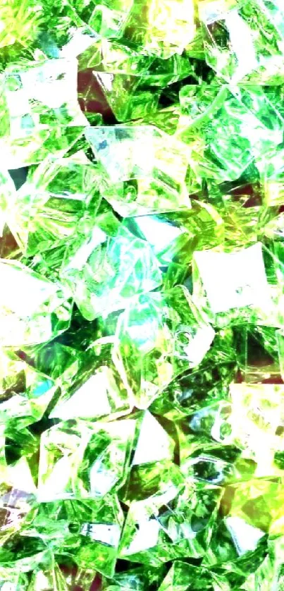 Vibrant green crystal pattern mobile wallpaper.