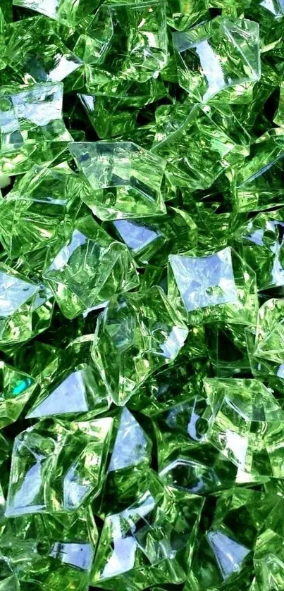 Close-up of vibrant green crystal pattern with geometric shapes.