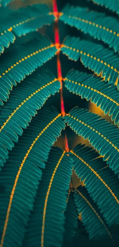 Vibrant green fern mobile wallpaper with intricate leaf pattern.