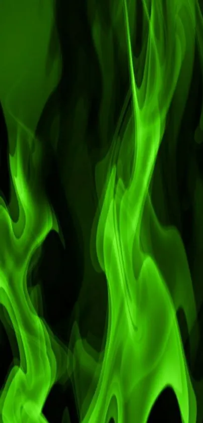 Vibrant green flame artwork for mobile wallpaper.