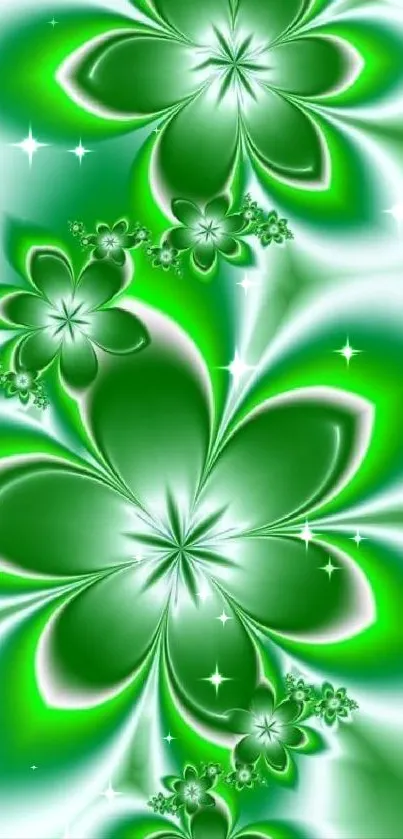 Green floral abstract mobile wallpaper design.