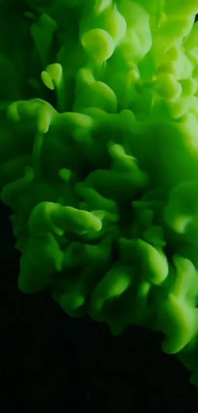 Vibrant green fluid art wallpaper for mobile devices.