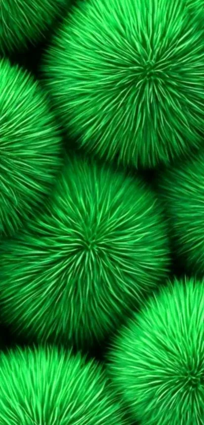 Vibrant green furry spheres mobile wallpaper.