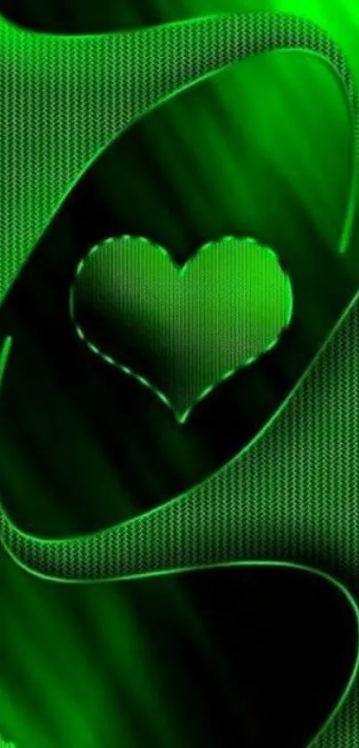 Vibrant green wallpaper featuring abstract heart shapes.