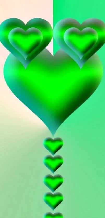 Vibrant green heart design on a dual-tone background.