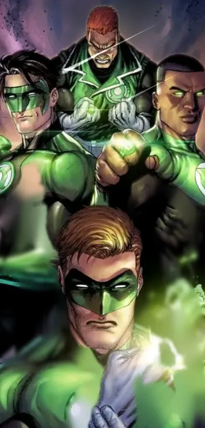 Green Lantern Corps characters in vibrant action scene.