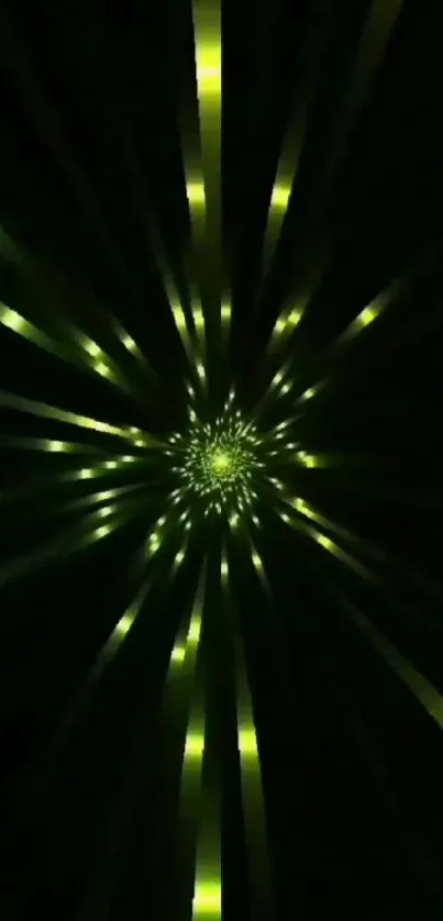 Abstract wallpaper with green light burst effect.