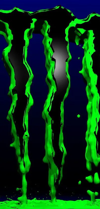 Vibrant neon green liquid design on dark background.