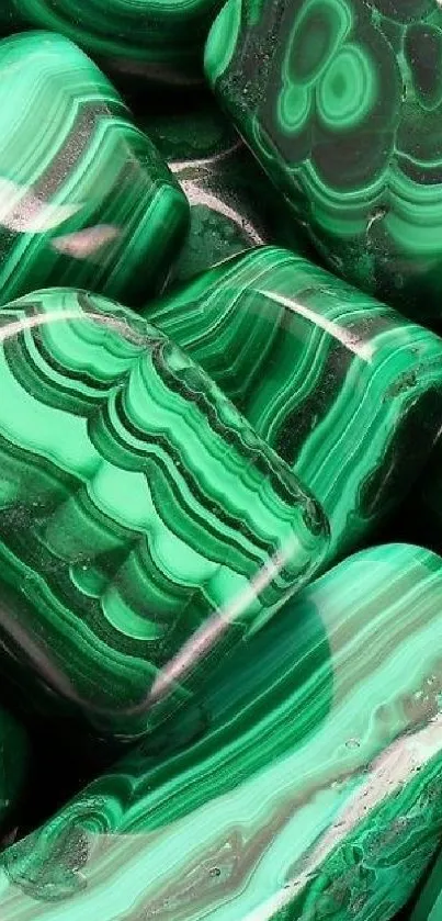 Vibrant green malachite stones with intricate patterns