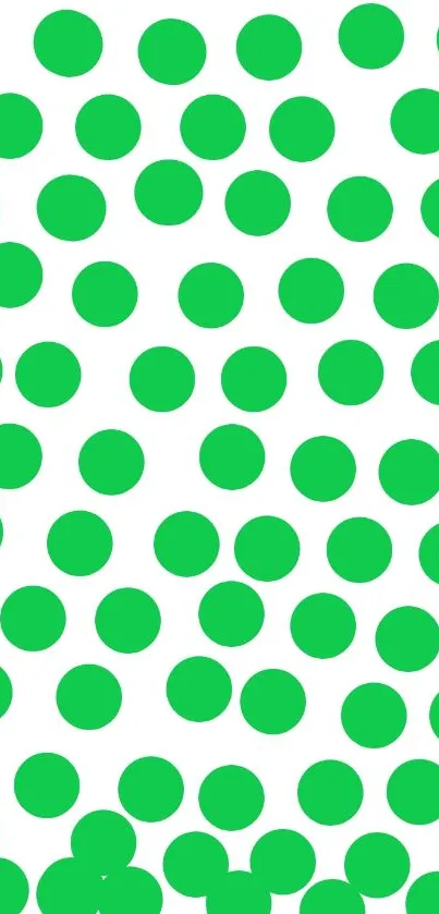 Vibrant green polka dot mobile wallpaper.