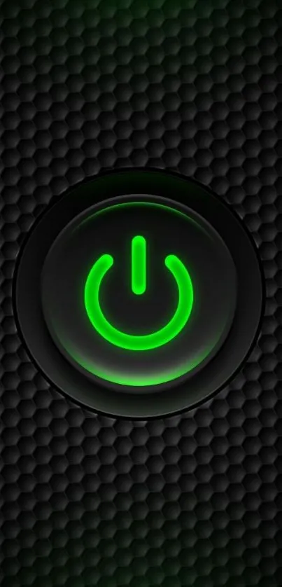 Vibrant green power button on a black background wallpaper.