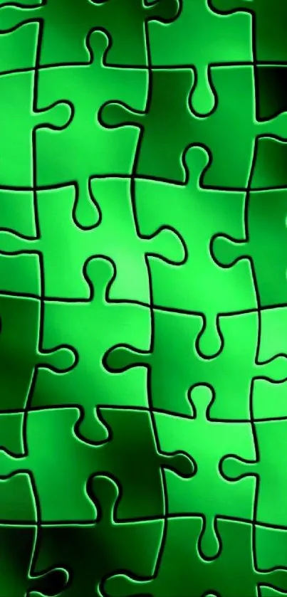 Green puzzle pattern wallpaper with vibrant interconnected design.