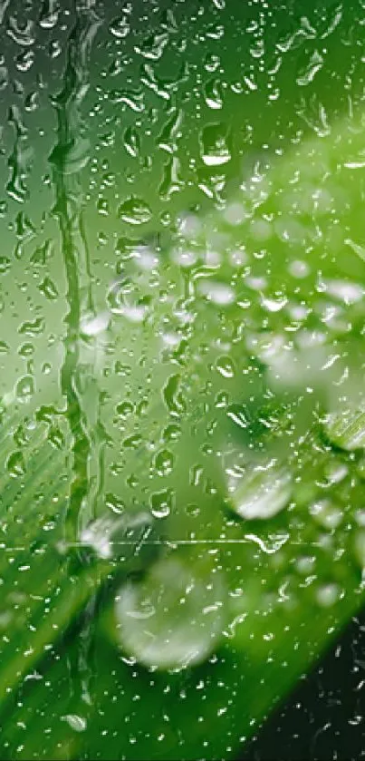 Vibrant green raindrop wallpaper for mobile, nature-inspired design.