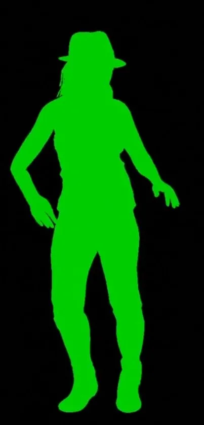 Green silhouette on a black background wallpaper.