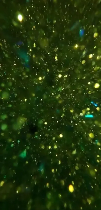 Green sparkle abstract art wallpaper for mobile.