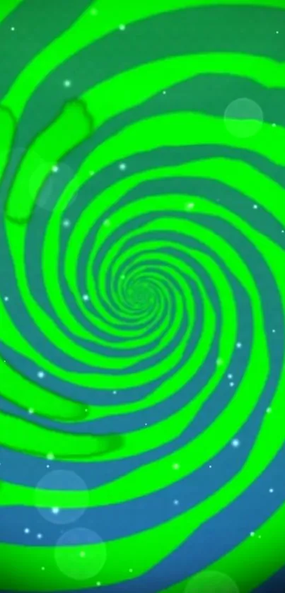 Vibrant green and blue spiral mobile wallpaper.