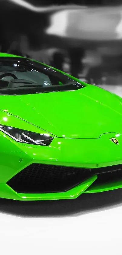 Vibrant green sports car with sleek design and modern style.