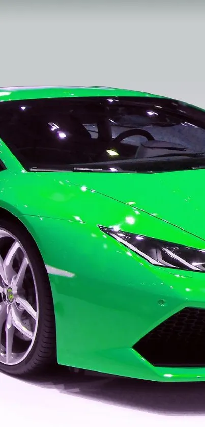 Vibrant green sports car on display.