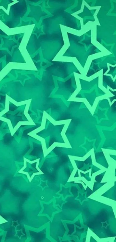 Green starry mobile wallpaper with overlapping stars.