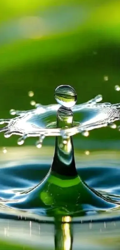 Green water splash on a calm surface