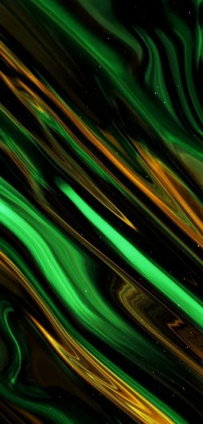 Fluid abstract green and orange wallpaper design.