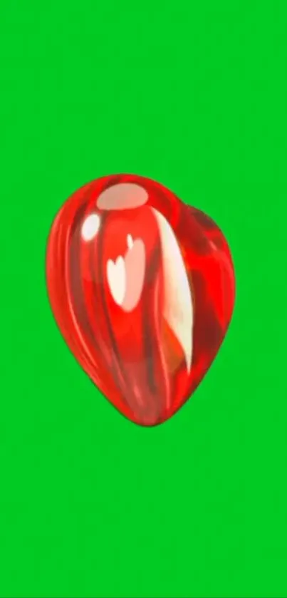 Green background with red heart centerpiece.