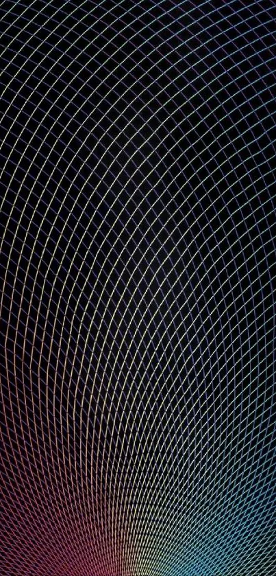 Vibrant grid lines on a dark background mobile wallpaper.