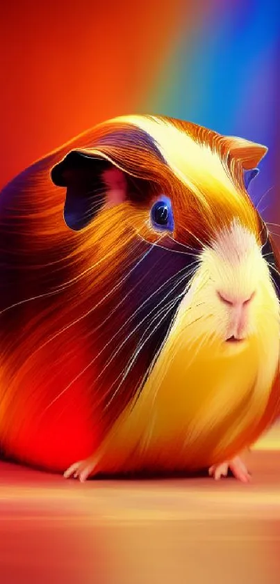 Colorful guinea pig art wallpaper with bright orange hues.