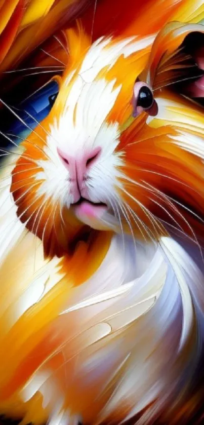 Vibrantly painted guinea pig art in dynamic colors.